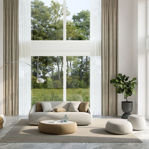 Pouf contemporain - VIGO - IVINI - en tissu acrylique / en aluminium / rond