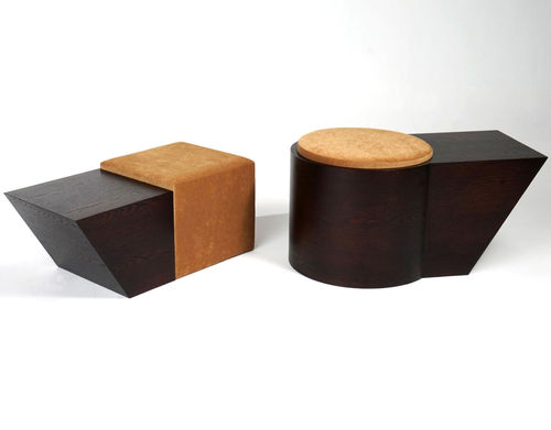 Tabouret contemporain - OSCAR &amp; SOPHIA - Jason Mizrahi Designs - en tissu / en chêne / avec piètement en chêne
