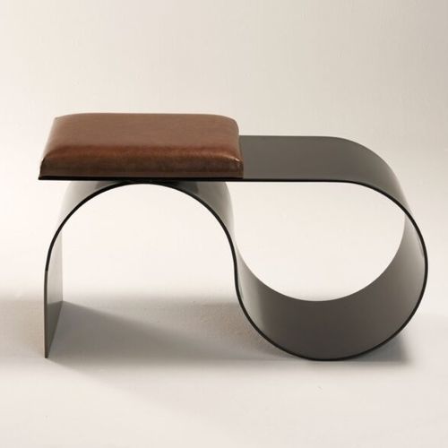 Tabouret design original - SIA - Jason Mizrahi Designs - en cuir / avec piètement en aluminium / avec piètement en bronze