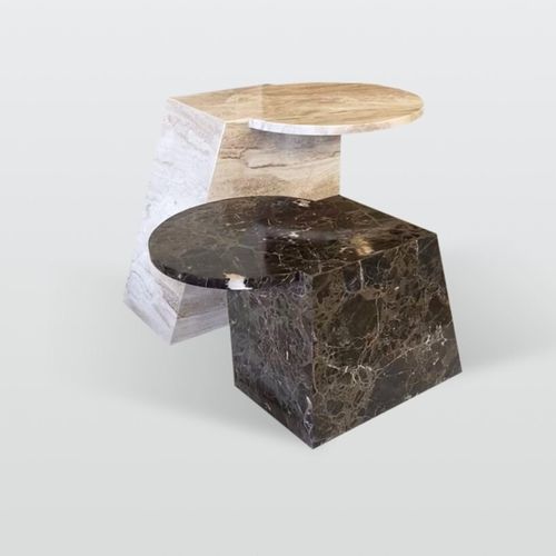 Table d'appoint contemporaine - V - Jason Mizrahi Designs - en chêne / en noyer / en MDF