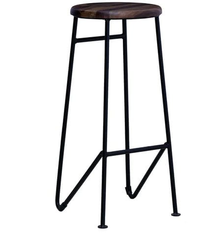 Tabouret de bar contemporain - ENKALE - Furniture BoutiQ - en bois massif / avec piètement en fer / 4 pieds