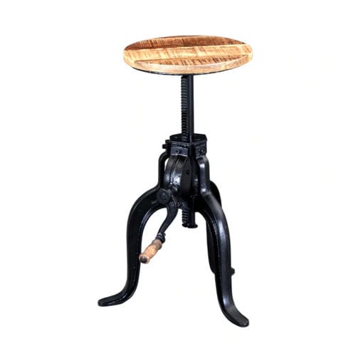 Tabouret de bar classique - INDUSTRIAL - Furniture BoutiQ - en bois massif / avec piètement en fer / 3 pieds