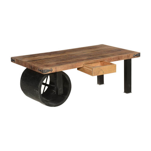 Table basse design industriel - KAVAN - Furniture BoutiQ - en bois massif / avec piètement en fer / rectangulaire