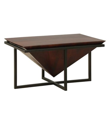 Table basse design industriel - YOKONE - Furniture BoutiQ - en bois massif / avec piètement en fer / rectangulaire