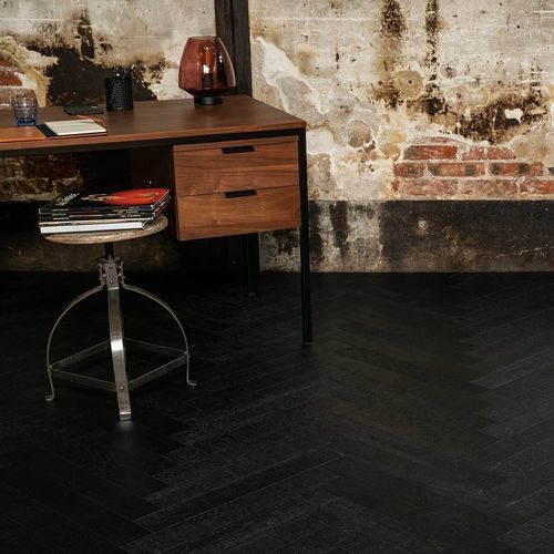 Parquet contrecollé - NOIR INTENSE - Décoplus Parquets - en chêne européen / à batons rompus / verni