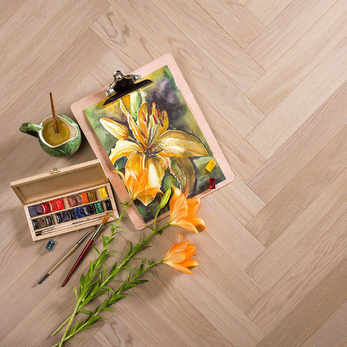 Parquet massif - SURCHOIX - Décoplus Parquets - en chêne / à batons rompus / verni