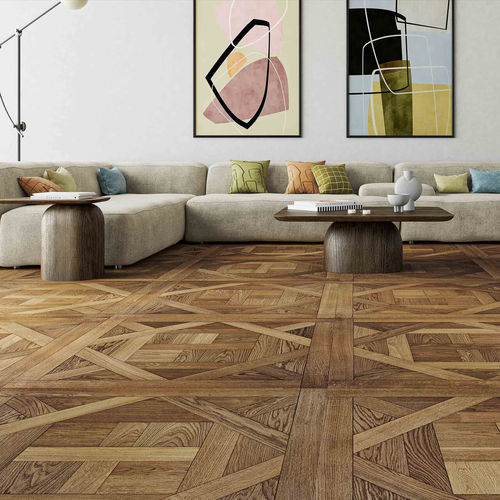 Parquet contrecollé - DALLES AREMBERG - Décoplus Parquets - en chêne européen / avec incrustations en bois / huilé