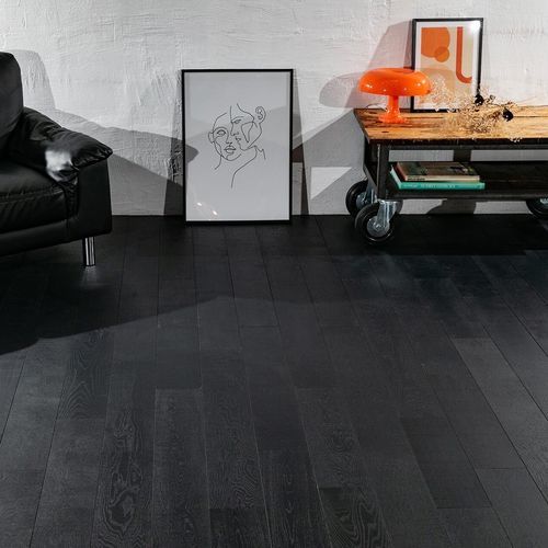 Parquet contrecollé - SCIE NOIR - Décoplus Parquets - en chêne européen / verni / mat
