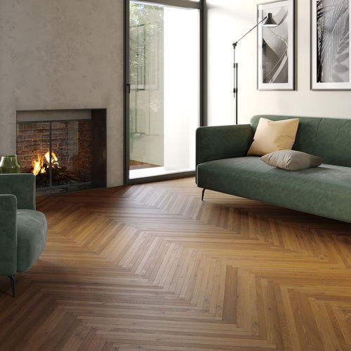Parquet contrecollé - LINEA SMOKED - Décoplus Parquets - en chêne / à batons rompus / huilé