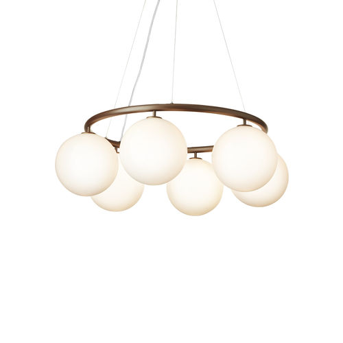 Lustre contemporain - MIIRA 6 CIRCULAR - Nuura - en verre soufflé / en bronze / à LED