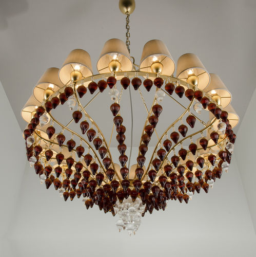 Lustre contemporain - 7035 - Patrizia Garganti - en cristal / en tissu / 12 ampoules