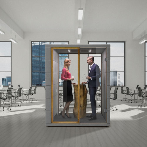 Cellule de concentration acoustique - MICROOFFICE CUBIQ - SilentLab - pour 2 personnes / avec porte vitrée / en verre