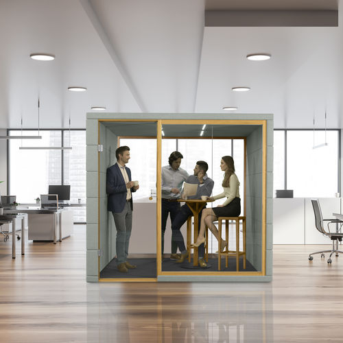 Bureau POD acoustique - MICROOFFICE QUADRIO II - SilentLab - avec porte vitrée / modulable / avec éclairage LED intégré