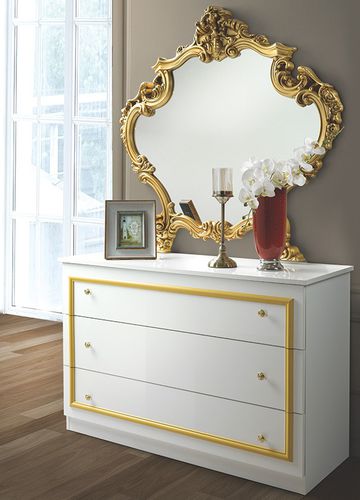 Commode classique - Barocco - FPM TUTTOMOBILI - en bois laqué / avec miroir / 3 tiroirs