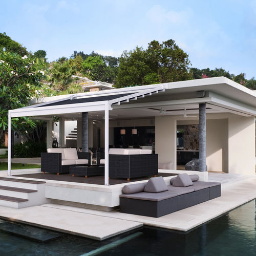 Store banne rétractable - 80×40 RAIN  - gaviota - motorisé / de terrasse / gris