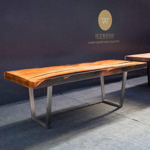 Table à manger contemporaine - Lucky 3 - Icewood - en bois / en résine / avec piètement en métal