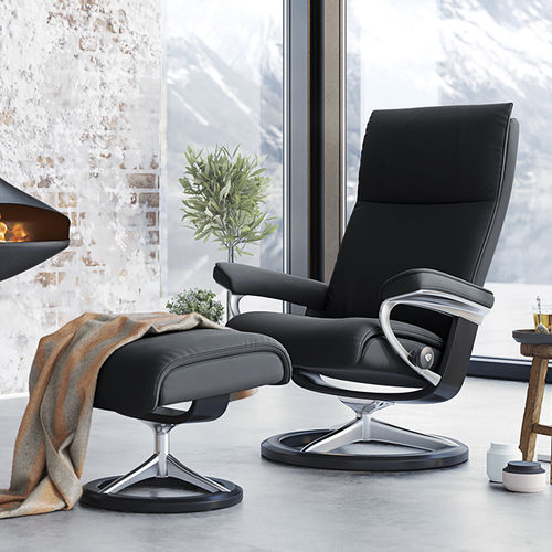 Fauteuil relax contemporain - AURA - Stressless - en cuir / en tissu / inclinable
