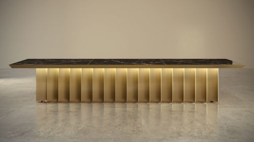 Table de conférence contemporaine - GIOVANNOZZI MARMI S.R.L. - en marbre / avec piètement en métal / rectangulaire