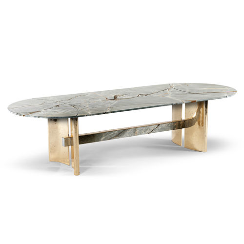 Table à manger contemporaine - SPINNAKER - HESSENTIA | Cornelio Cappellini - en marbre / avec piètement en métal / ovale