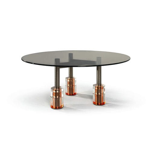 Table contemporaine - LAGUNA - HESSENTIA | Cornelio Cappellini - en verre / avec piètement en métal / ronde