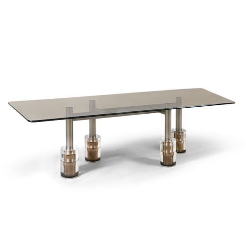 Table contemporaine - LAGUNA - HESSENTIA | Cornelio Cappellini - en verre / avec piètement en métal / rectangulaire