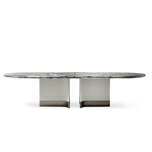 Table à manger contemporaine - ADONE  - HESSENTIA | Cornelio Cappellini - en marbre / en cuir / avec piètement en métal