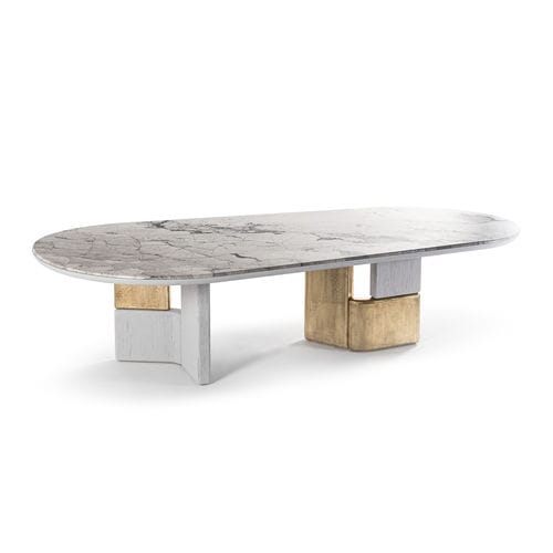 Table contemporaine - OVOO - HESSENTIA | Cornelio Cappellini - en marbre / avec piètement en métal / avec piètement en bois laqué