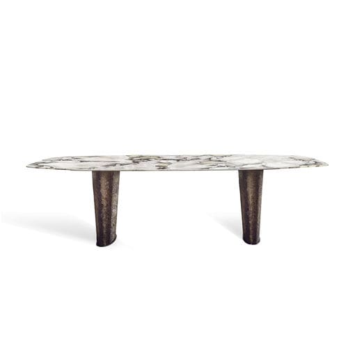 Table contemporaine - CHEOPE  - HESSENTIA | Cornelio Cappellini - en marbre / avec piètement en métal / ovale
