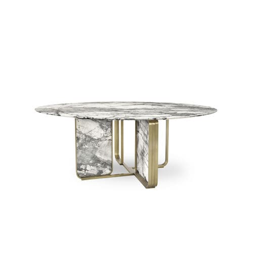 Table contemporaine - NOVA - HESSENTIA | Cornelio Cappellini - en marbre / avec piètement en métal / ronde