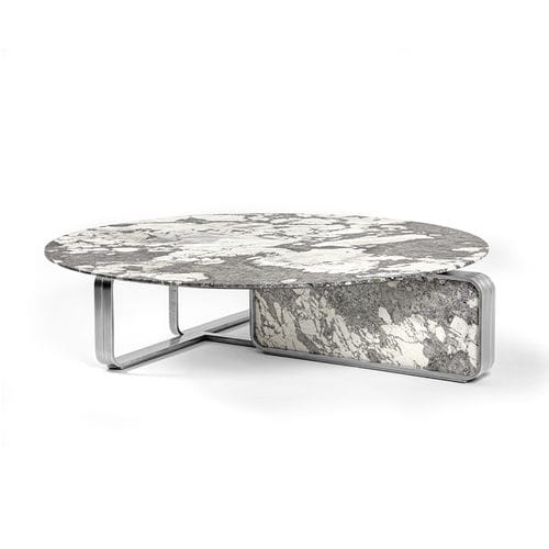 Table basse contemporaine - NOVA - HESSENTIA | Cornelio Cappellini - en marbre / avec piètement en métal / ronde