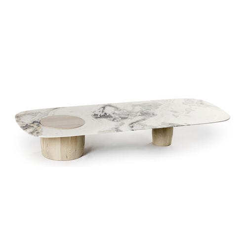 Guéridon contemporain - JOSS - HESSENTIA | Cornelio Cappellini - en marbre / avec piètement en bois / carré