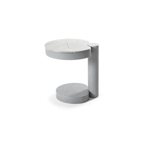 Table d'appoint contemporaine - NORA - HESSENTIA | Cornelio Cappellini - en marbre / en paille / avec piètement en bois