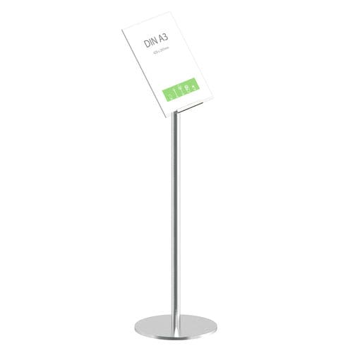 Panneau d'affichage sur pieds hauts - Q EZI UNI CLIP SIGN ANGLED - FEPRO - d'intérieur / publicitaire / en inox