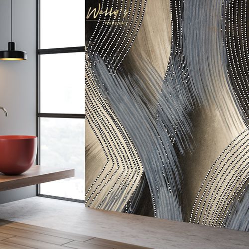 Papier peint contemporain - ICONIC  - Wally's - à rayures / gris / beige