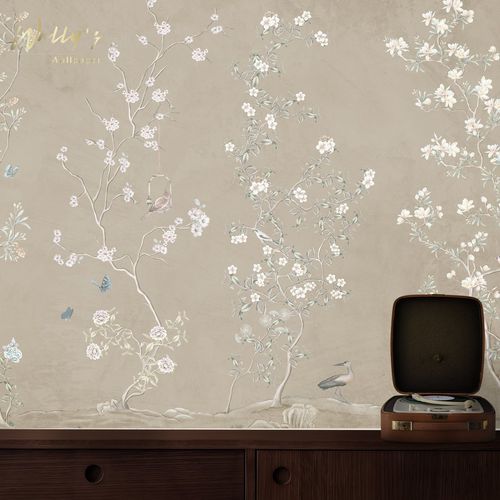 Papier peint contemporain - CALM FIELD - Wally's - à motif / blanc / beige