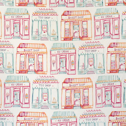 Tissu d'ameublement - KERMESSE SHOPS - Aldeco Interior Fabrics - pour rideaux / motif urbain / en lin