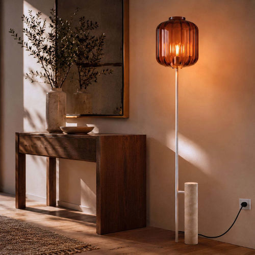 Lampe sur pied - VELO - s.LUCE - en métal / en verre / en travertin