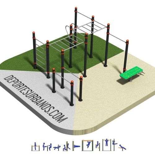 Parc Calisthenics pour les zones urbaines - DUCG-2011 - DEPORTES URBANOS - dips / squat / élévation jambes tendues