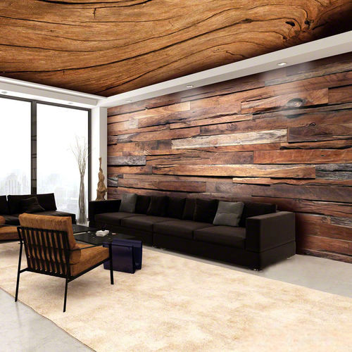 Plafond tendu en PVC - WOOD EFFECT® - BARRISOL - en toile / pour salle de séjour / pour mur
