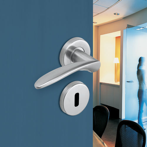 Poignée pour porte - Lagon - Vachette - en acier inoxydable brossé / contemporaine / professionnelle