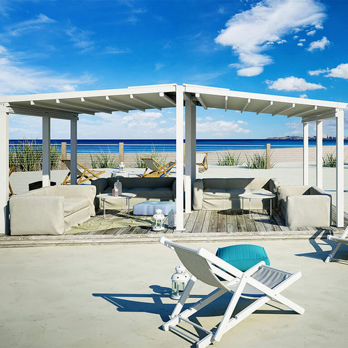 Pergola autoportée - Stylex top - AMA sun protection industries - en aluminium thermolaqué / couverture coulissante en toile PVC / motorisée