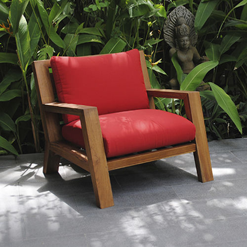Fauteuil contemporain - CORAL BANK - Beltempo USA - en tissu acrylique / en teck / avec coussin amovible