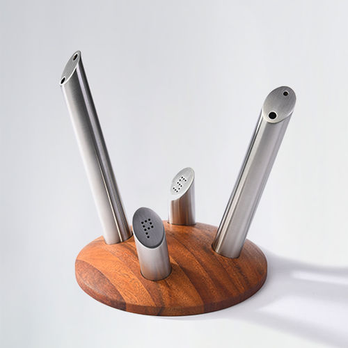 Salière et poivrière en acier inoxydable - TROPICAL  - Beltempo USA - en teck