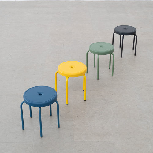 Tabouret contemporain - Punto - Placet - en polyuréthane / avec piètement en acier / rond