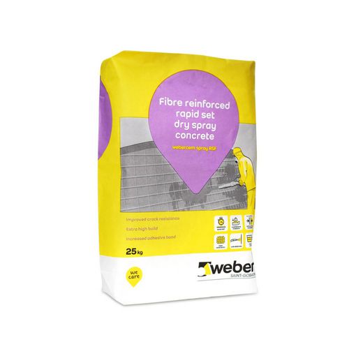 Béton renforcé de fibres - WEBERCEM SPRAY RSF - Weber - structurel / de gravier / en polymère