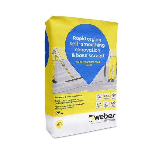 Mortier de ragréage - WEBERFLOOR FIBRE RAPID 4320 - Weber - autolissant / pour chape / pour béton