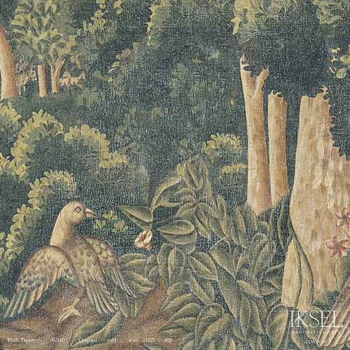 Papier peint contemporain - SC140 Birds Tapestry Original - Iksel Decorative Arts - à motif nature / panoramique / à motif animalier