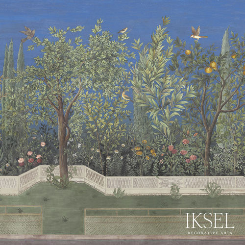 Papier peint contemporain - SC142 Livia's Garden - Iksel Decorative Arts - en fibre de verre / en vinyle / à motif floral
