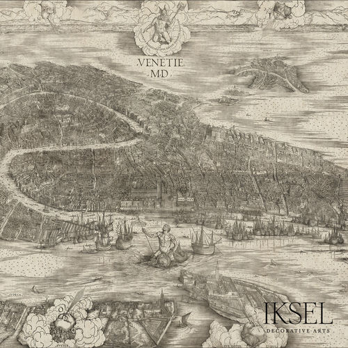 Papier peint contemporain - MU112 View of Venice Sepia Tones - Iksel Decorative Arts - panoramique / à motif géométrique / motif urbain