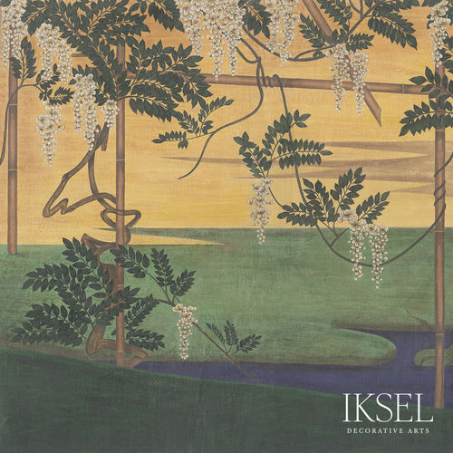 Papier peint contemporain - MU102 Wisteria in Landscape - Iksel Decorative Arts - à motif nature / à motif floral / chinoiserie